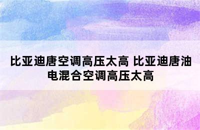 比亚迪唐空调高压太高 比亚迪唐油电混合空调高压太高